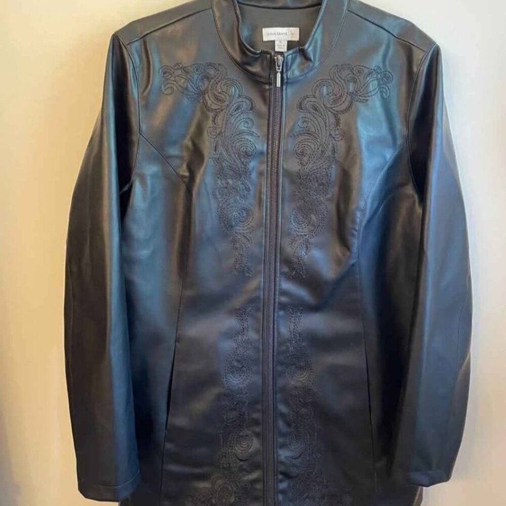 ladies black faux leather jacket, size XL